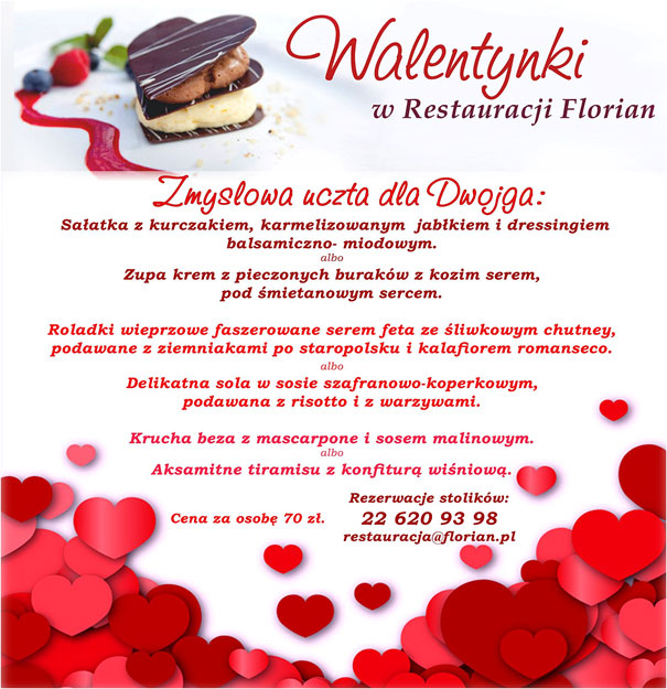 Walentynki we Florianie, czyli zmysłowa uczta dla Dwojga