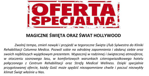 pobierz ofertę Columna Medica na Święta i Sylwestra